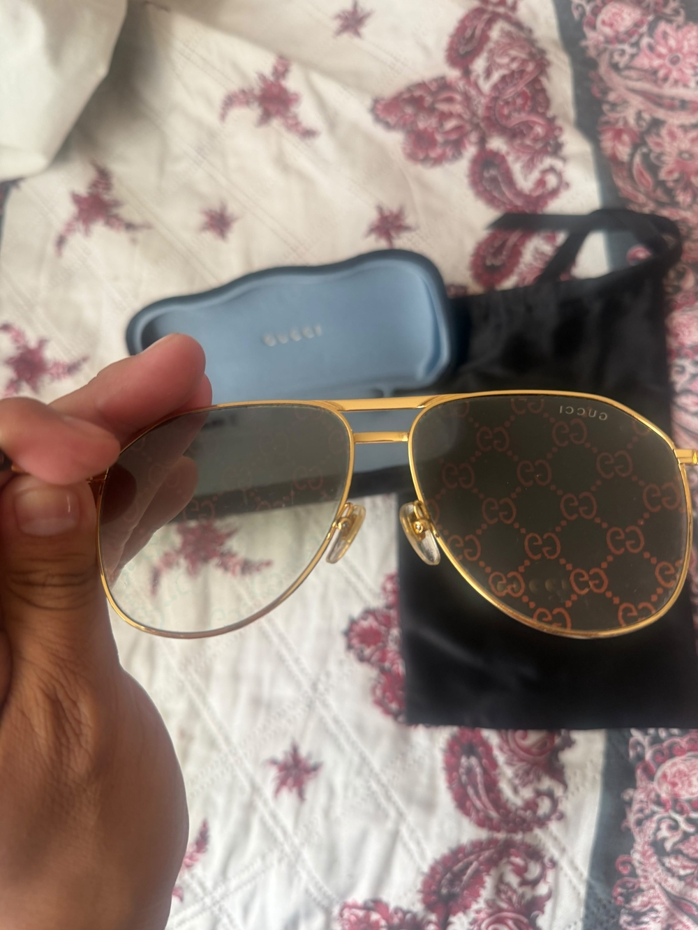 Gucci Gold Aviator Sunglasses - Gold Frame, Brown Lenses